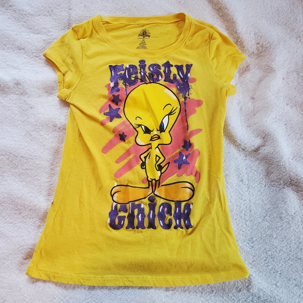 Tweety Bird Feisty Chick T-Shirt, Sz L (Juniors 11-13)